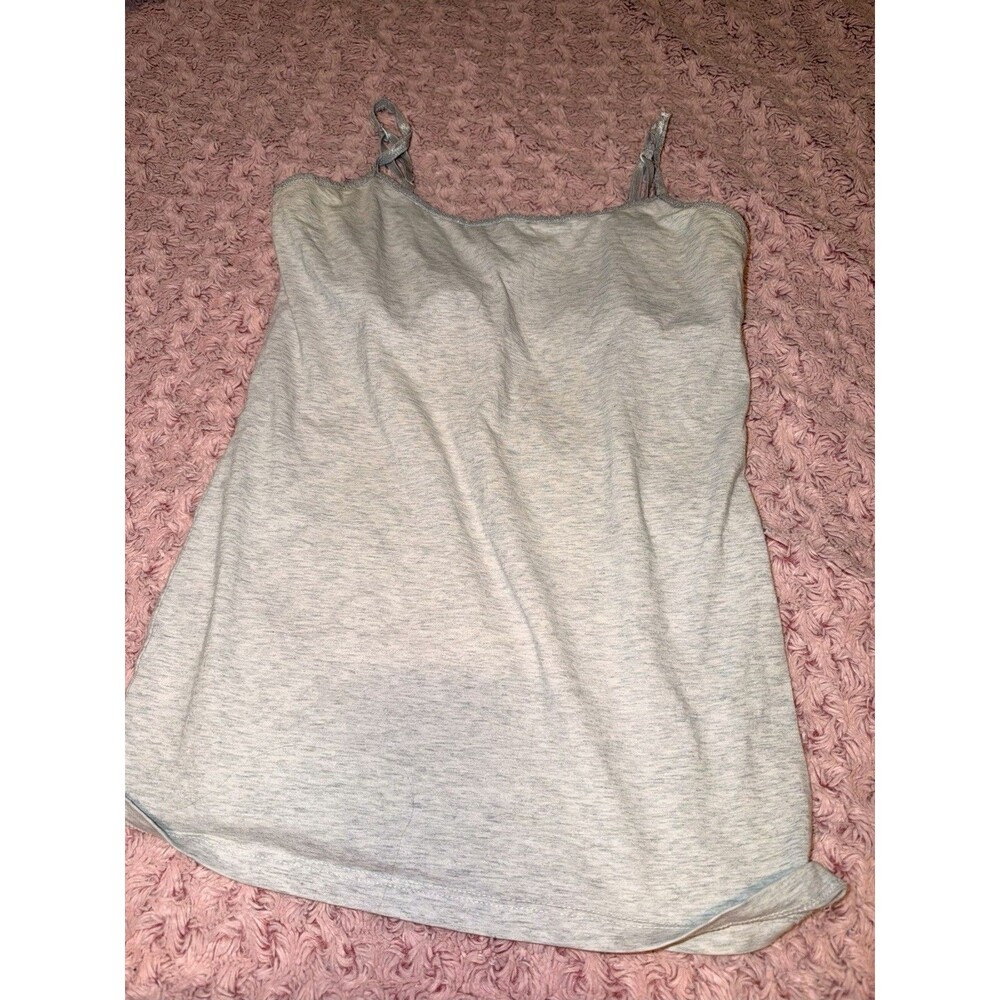 So Perfect Cami Womens TANK TOP ADJUSTABLE STRAPS SCOOP Neck Gray Damaged